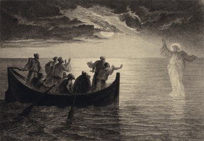 Jesús caminando sobre el mar de after Albert Robida